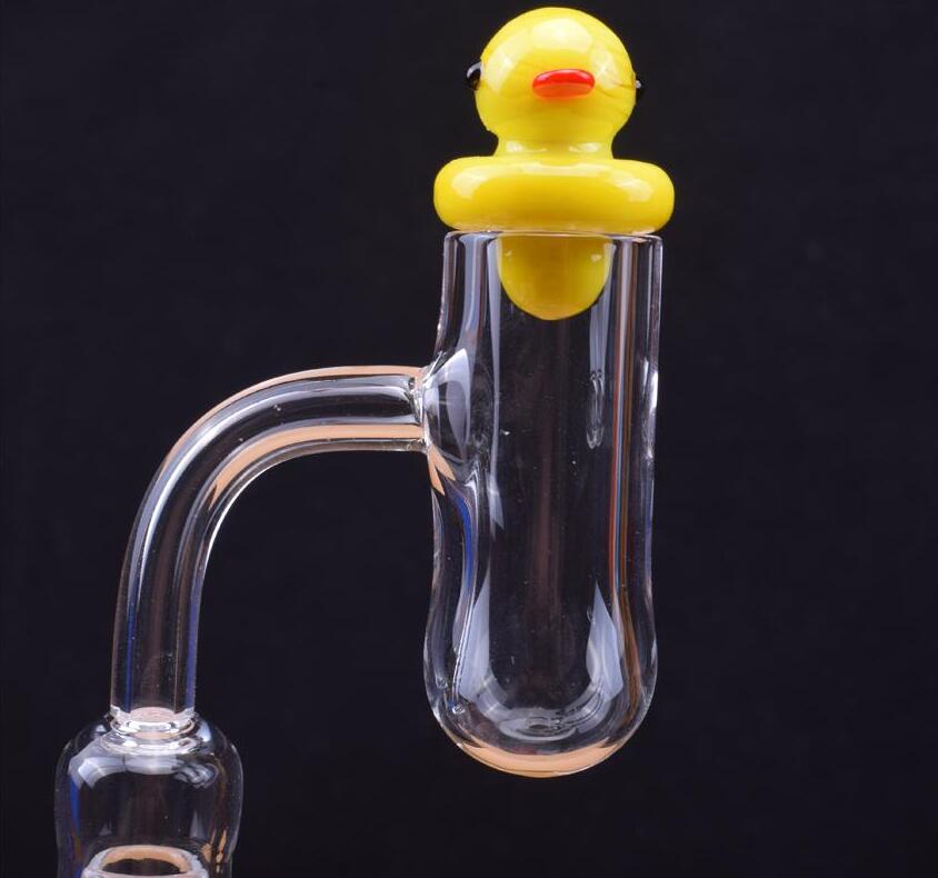 

Round Bottom Gavel Flat Top Quartz Banger 4mm thick Quartz Banger with Colored Duck Carb Cap 10mm 14mm 18mm For Bong Dab Rigs
