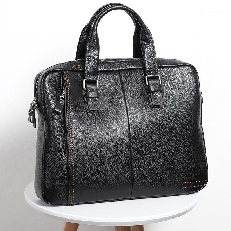 

Fashion Genuine Leather Men Briefcase Business Handbag Laptop Shoulder Bags Cowhide1, Black