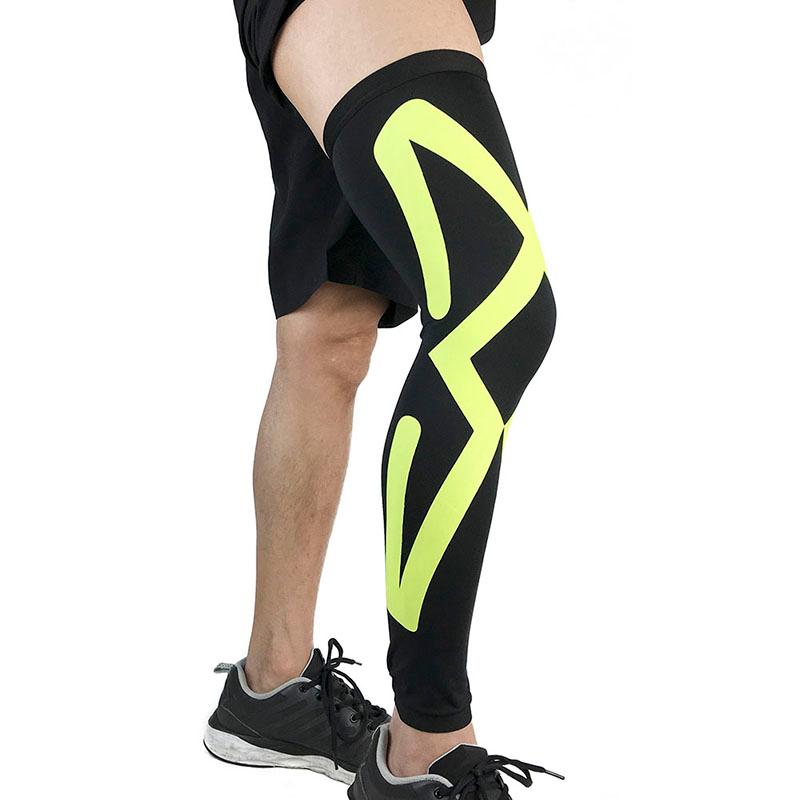 

Mens Sports Knee Protectors Breathable Long Knee Legwarmers Compression Calf Sleeve Volleyball Football Running Supports, Bl