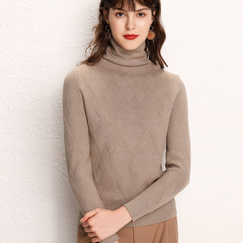 

2021 New Thick Cashmere Sweater Jumper Autumn Winter Korean Style Women Sweter Pull Femme Turtleneck Pullover Sweaters Goyp, Brown