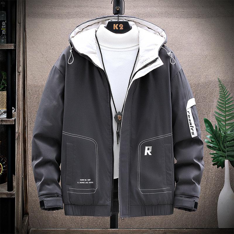 

Boutique winter thickened cotton padded jacket fashion brand 2020 new men's cotton padded jacket short and handsome winter coat, Black