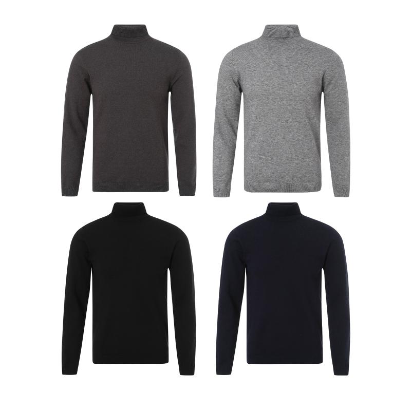 

Men's Sweaters Men Winter Autumn Acrylic Knitwear Long Sleeve High Neck Solid Color Casual Party Club Warm Loose Sweater, White;black