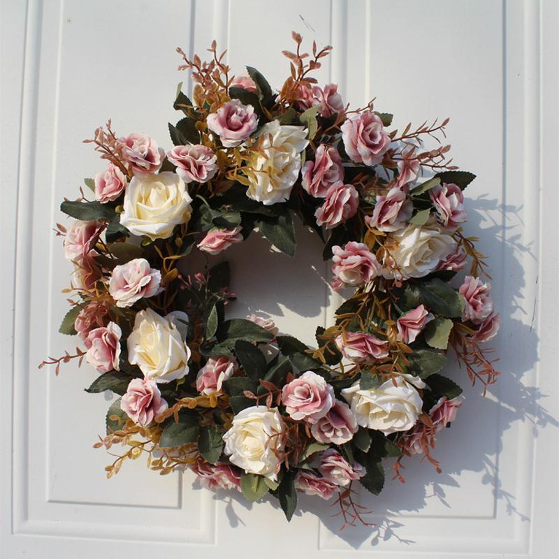 

Simulation Flower Garland Easter Decoration Door Wall Wreathes 40cm Floral Wreath Christmas Decoration for Home Wedding Gifts, 40cm red