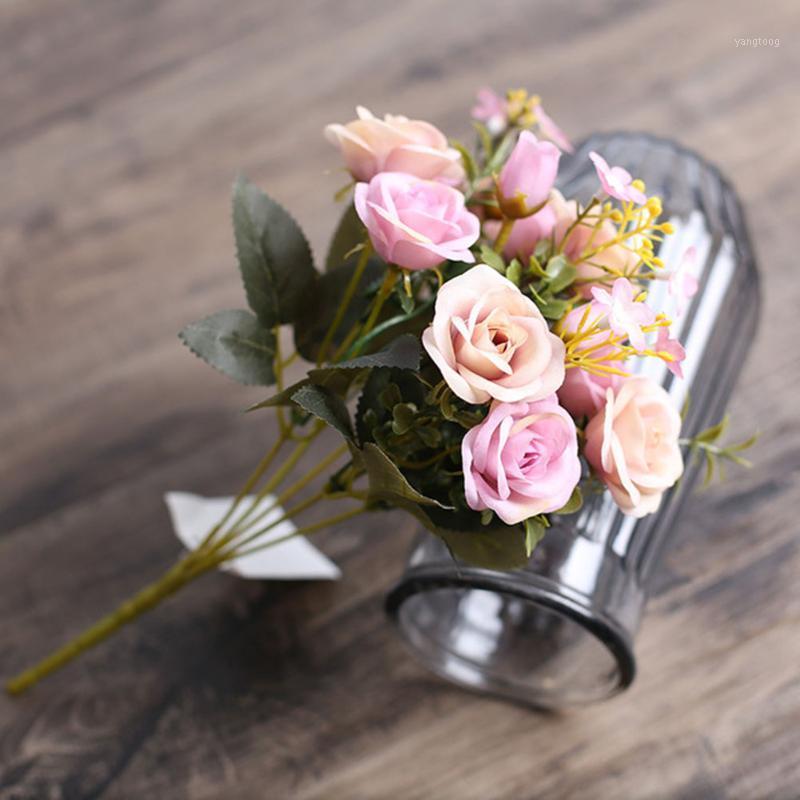 

Artificial Rose Flower Bouquet DIY Flower Arrangement Wedding Office Table Living Room Party Ornament Artificial Flowers1, A2