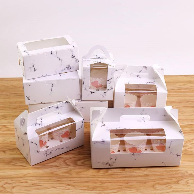 

10Pcs Marble Print Clear Window Multi Cupcake Muffins Bakery Wrapping Boxes 20201