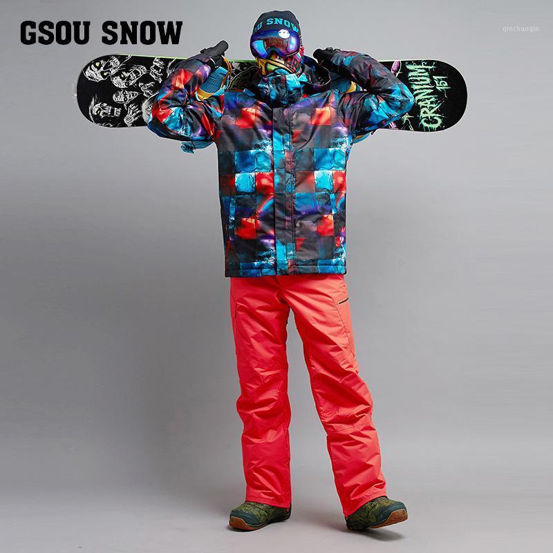 

Gsou Snow Men Ski Suit Snowboard Jacket Pant Windproof Waterproof Outdoor Sport Wear Skiing Trouser Clothing Thermal Winter Suit1, Color 7