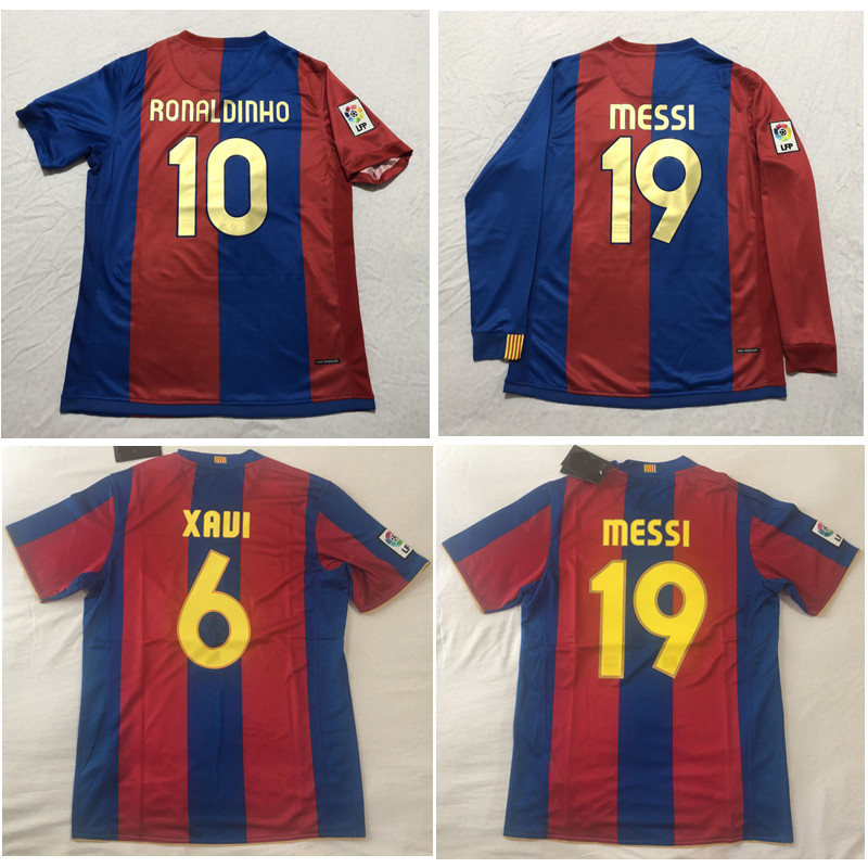 

Top 06 07 08 Messi Retro soccer jerseys XAVI football shirt 2006 2007 2008 RONALDINHO jersey HENRY Classic maillot de foot, Barcelona0708home