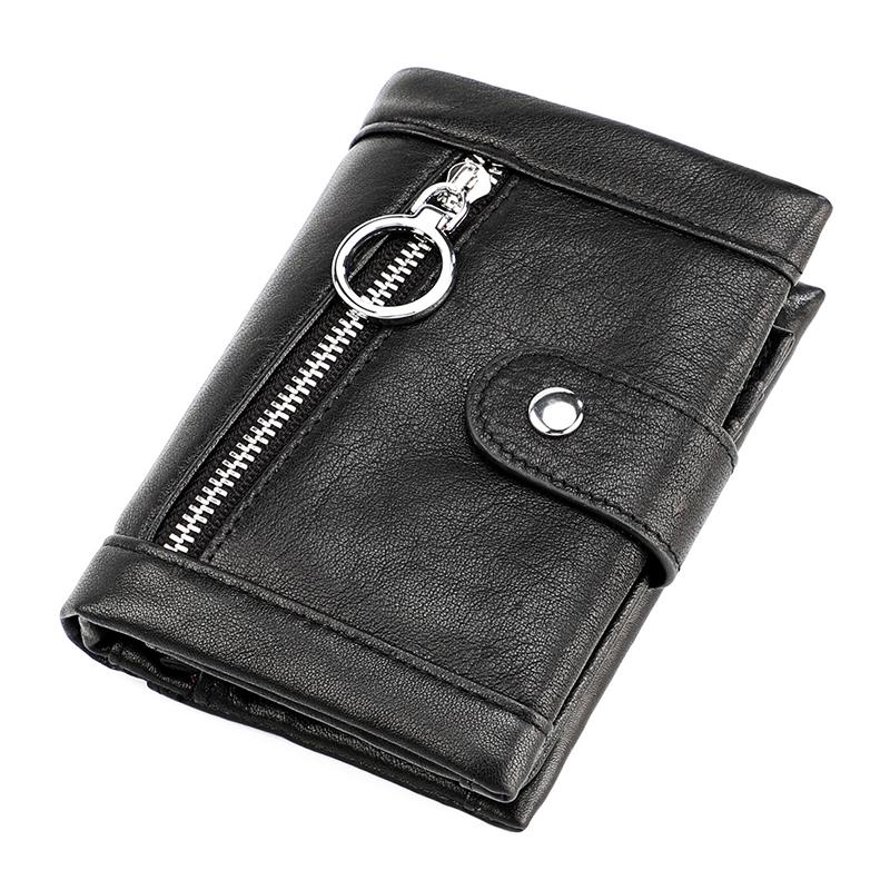 

Genuine leather men wallet zipper coin purse new 2021 RFID anti-theft brush wallet coin purse for ladies, Black