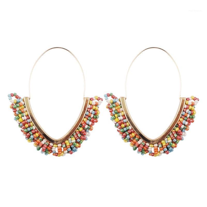 

Multicolor Resin Beads Hoop Earrings For Women Handmade Dangle Earring For Women 2020 Ethnic Jewelry UKEN1