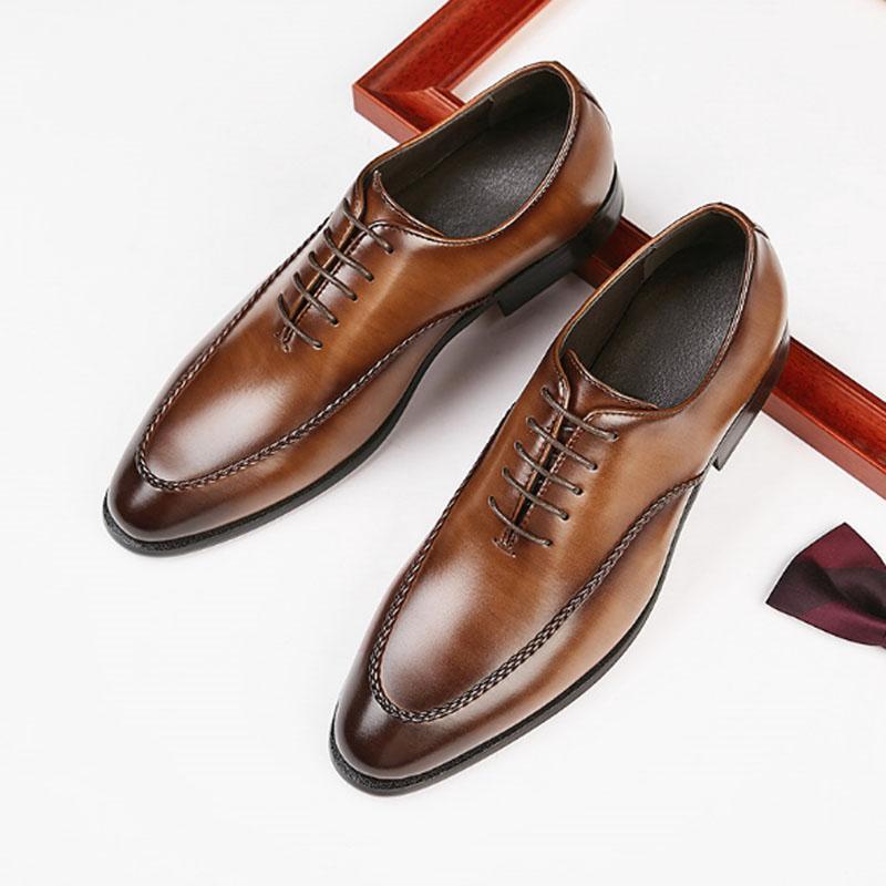 

Men's business shoes Formal dress men's shoes Four Seasons British wedding men work business1, Brown