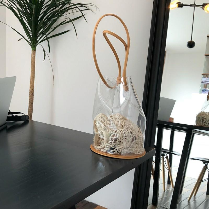 

Summer Transparent PVC Bucket Bag for women Handbag Korean style beach bag sac a main femme Shoulder Bags, White