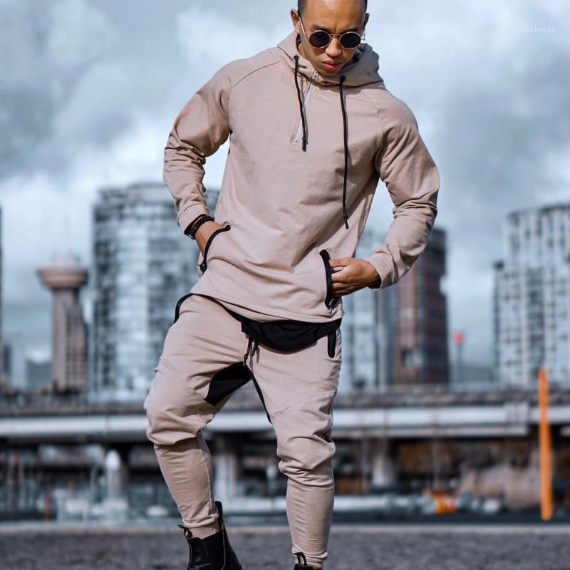 

2020 New Clothing Men's Autumn winter Men's Sets Hoodie+pants Two Pieces Sets Tracksuit Male Cardigan fitness jacket Sportswear1, Khaki