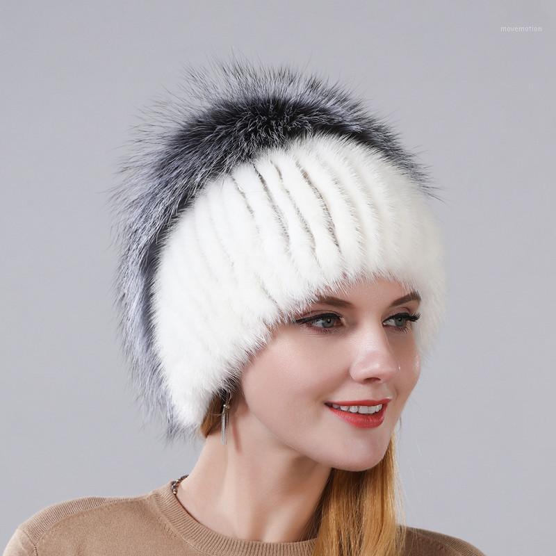 

New Design Fashion Hat Real Natural Hat With Silver Fur Around Cap For Women With Decoration Flower In The Back1, 001