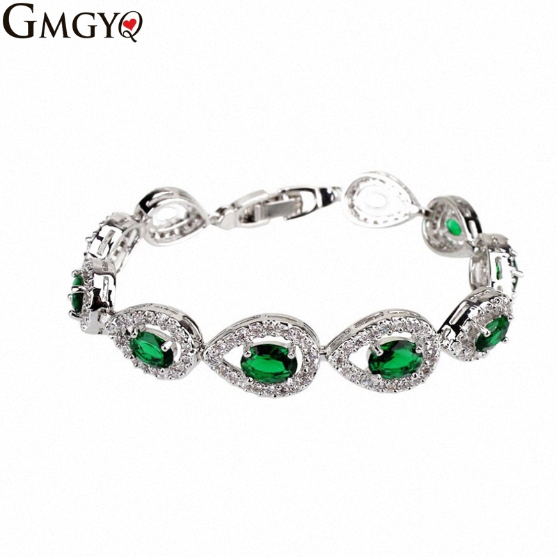 

2020 2020 New Green Zircon Water Drop Bracelet Evening Party Decoration Accessories For Womens Jewelry Gift OYX1#