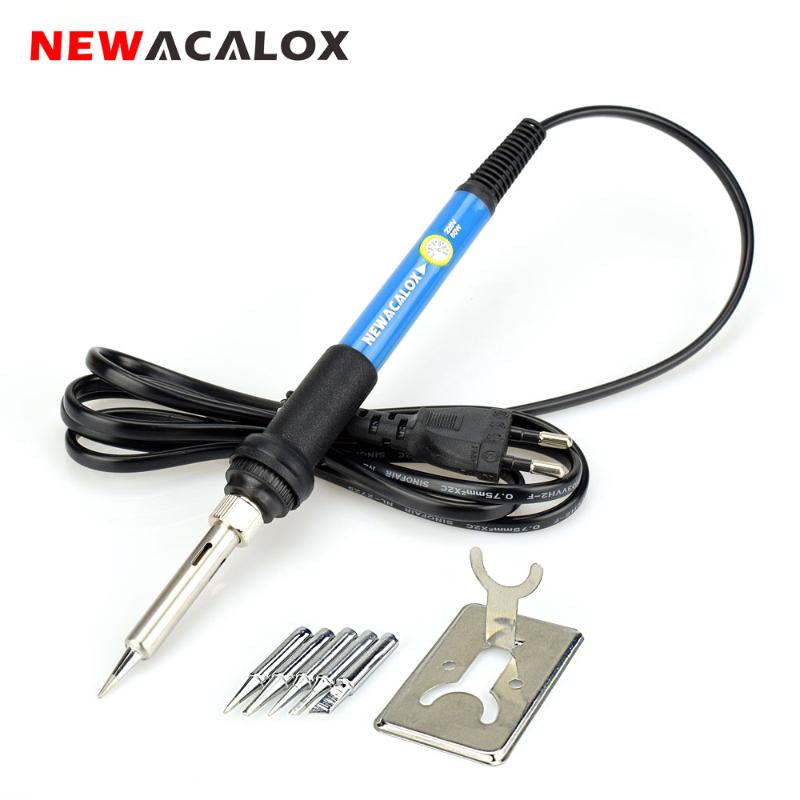 

NEWACALOX Soldering Iron Kit EU/US 60W Adjustable Temperature Welding Tool 5pcs Soldering Iron Tips Welding Rework Repair Tool