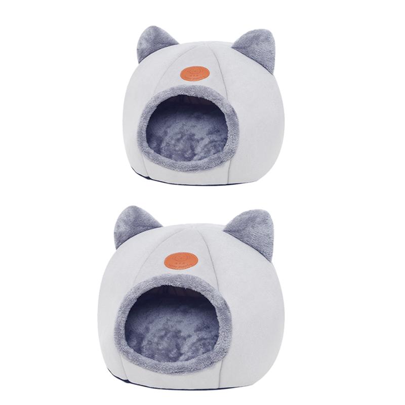 

Pet Bed Dog Cat Semi-Closed Cave Tent Warm Plush Sleeping Comfortable Nest