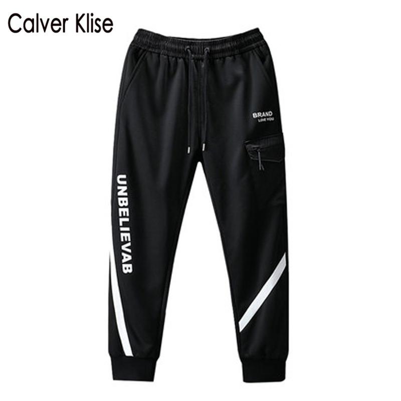 

Calver Klise Mens Side Stripes Joggers Sweatpants Hip Hop Streetwear Knitted Leisure Casual Trousers Japanese Black Harem Pants