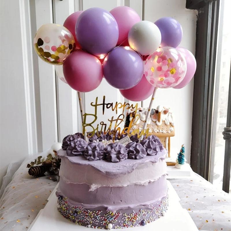 

10pcs 5inch Confetti Balloon Cake Topper Wedding Baby Shower Party Decorations Kids Birthday Favors Happy Birthday Cake Topper