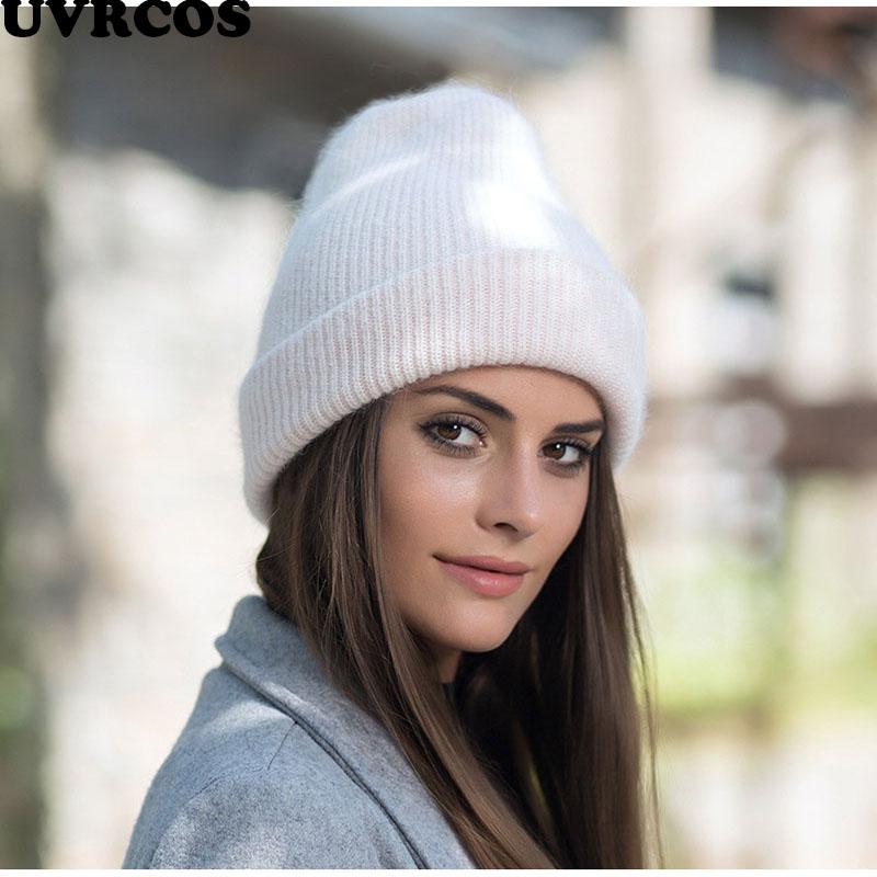 

UVRCOS New Candy Colors Winter Hat Women Knitted Hat Warm Winter Soft Trendy Kpop Style Wool Beanie Elegant All-match, White