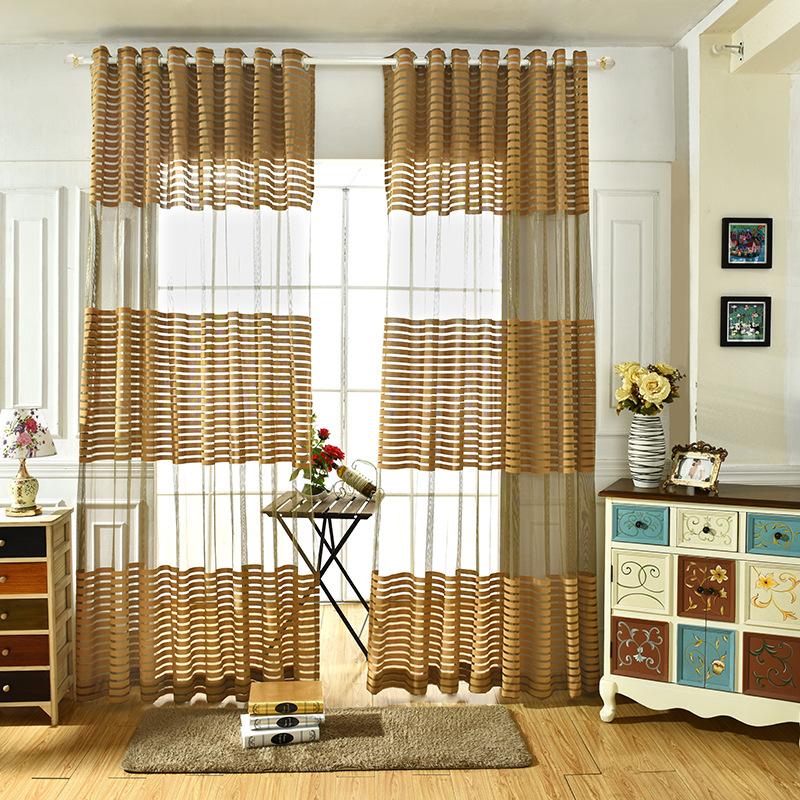 

Fashion Warp knitted Screen High-grade Fabric Transverse Stripe Simple Curtains Custom Tulle for Living Room Bedroom xy-23, Same as image