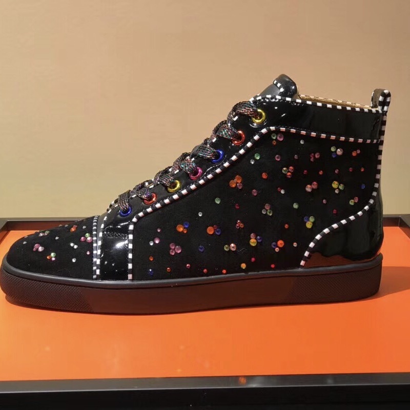 

Designer Fashion Free Shipping Casual Women Black Suede Multi Color Crystal Flats High Top Sneakers Shoes 9yfr