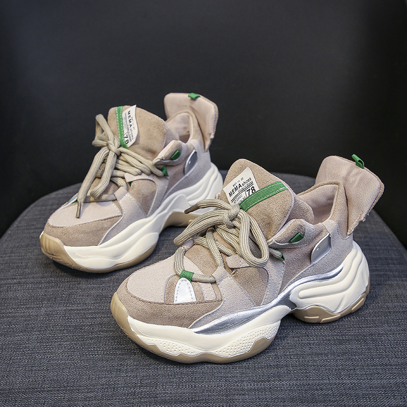 

Lucyever 2020 female spring casual lace to round toe vulcanize women shoes platform sports comfortable apartments, Green