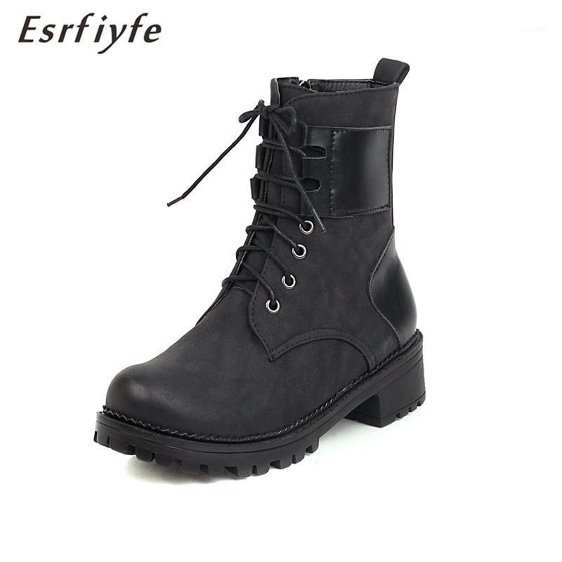 

ESRFIYFE 2020 New Fashion Women Ankle Boots Thick Heel Round Toe Ladies Shoes Party Dancing Basic Pu Leather Boots Girls1, Green