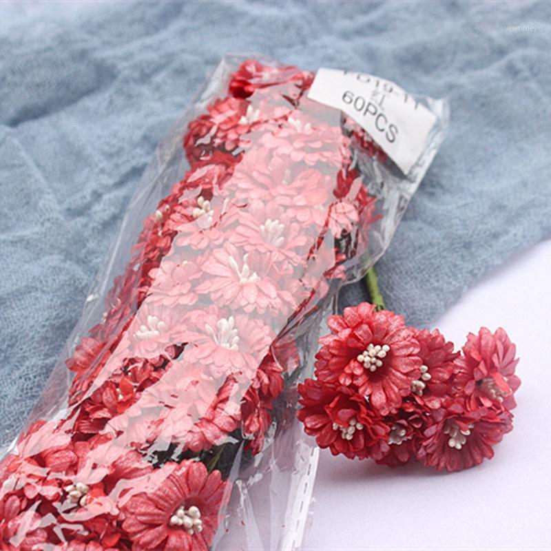 

60pcs artificial flower bud daisy carnation small bouquet handmade diy gift box decoration material fake flower1, White