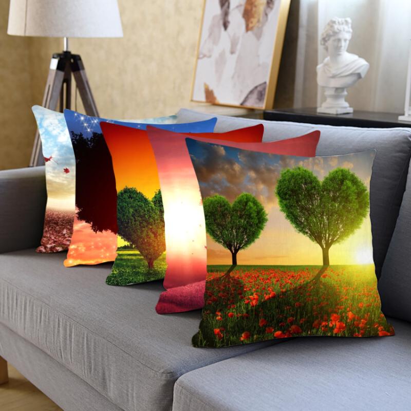 

Nanacoba Pillow Case Home Decoration Valentine's Day Heart Shape Tree Print Cushion Cover for Live Room Sofa Soft Pillows Cover, Pcfs020313drs