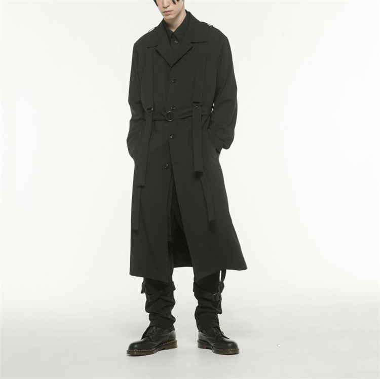 

2021 S-6xl!! Autumn New Male Blouse Youth on Knee Fashion Long Coat GV4E, Black