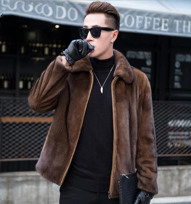 

Autumn faux leather jacket mens Lapel zipper winter brown warm leather coat men loose jackets jaqueta de couro B349