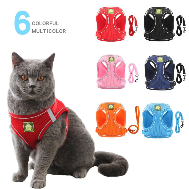 

Reflective Cat And Leash Set Nylon Mesh Kitten Puppy Dogs Vest Leads Pet Clothes For Small Dogs Yorkies Pug #15