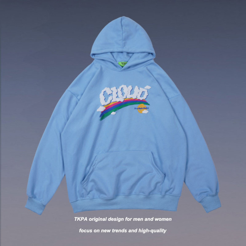 

Tkpa rainbow foam English Hoodie for men and women, Black