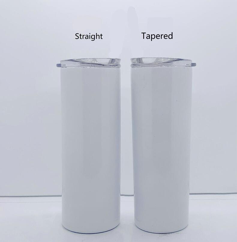 

Sublimation Skinny Tumblers 20oz blank white tapered straight skinny cup with lid straw 20oz Stainless steel vacuum mug Sea Shipping W46, As picture