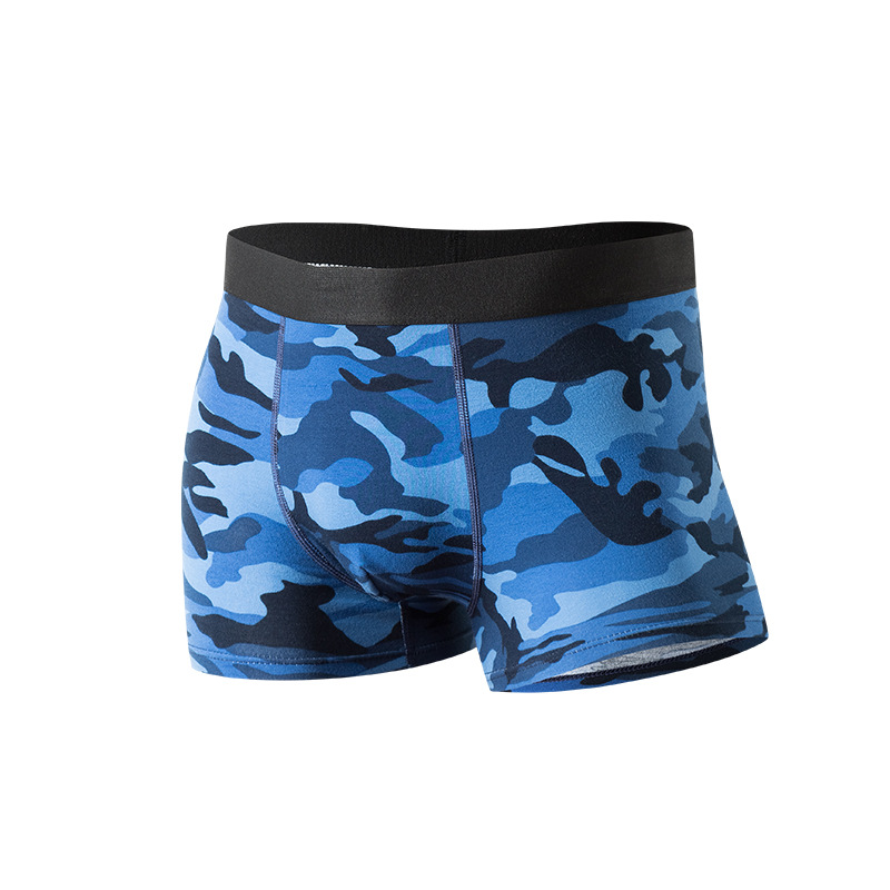 

Mens Underwear Top Quality Durable Camouflage Boxer Briefs Medium Waist Active Breathable Boxers Shorts 5 Colors Large Size -5XL, Blue