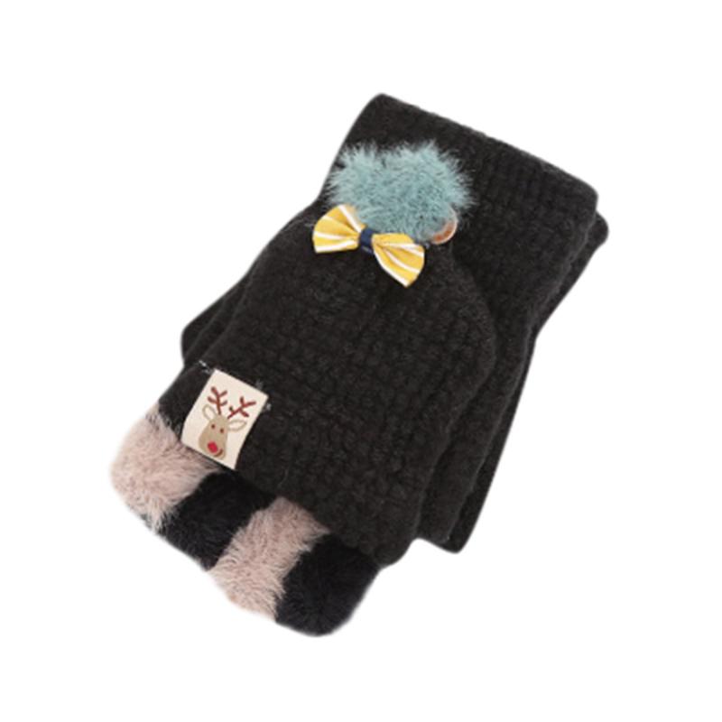 

Sagace Christmas Elk Cute Gloves Female Winter Mittens Factory Outlet Gloves Fingerless Women Student Girls Flip Mittens