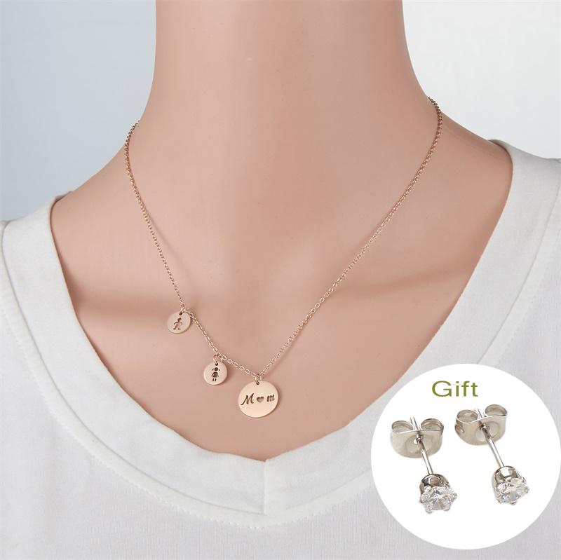 

WAWFROK Classic Trendy women necklace mom love sons/daughters Choker Stainless steel Charm Wedding Heart Pendants Jewelry Gift