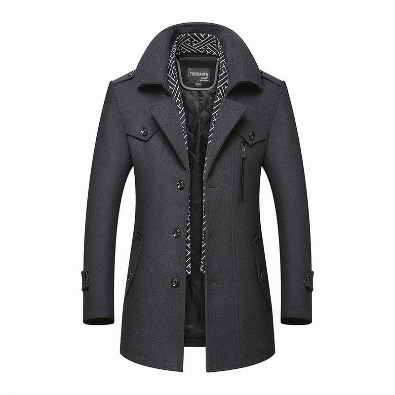 

Men Winter Wool Coat 2020 Men's New Casual Brand Solid Color Wool Blends Woolen Pea Coat Male Trench Overcoat, Gray