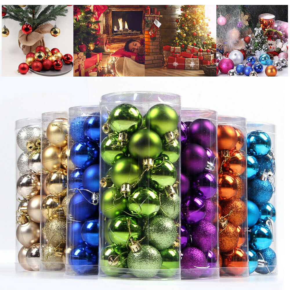 

24Pcs Glitter Christmas Balls Baubles Xmas Tree Hanging Ornament Christmas Decor