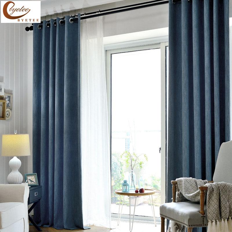 

byetee] Modern minimalist solid curtains with Slub Cotton blackout for Bedroom Linving room windows Cationic curtains Drapes, Green