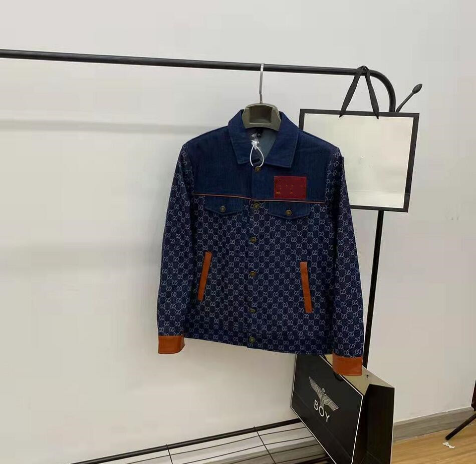 

2022GG Mens Jackets Hole Sleeves Trend Mens Clothing Autumn and Winter Fashion Classic Retro Denim Jacket, Blue