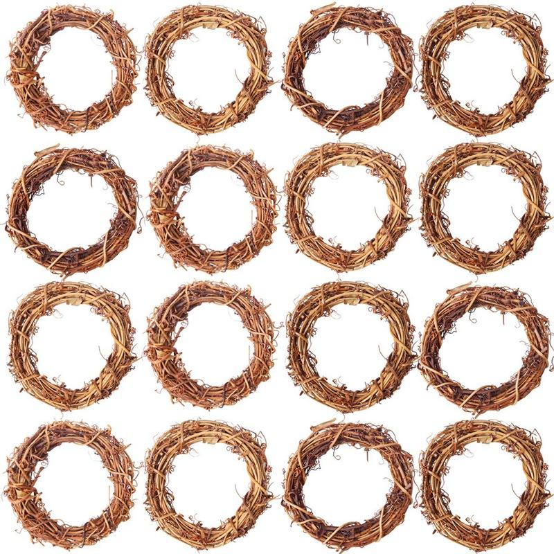 

16 Pieces Wreaths Vine Branch Wreath Christmas Rattan Wreath Garland Decoration for Craft or Wedding Supplies 3.14 Inch