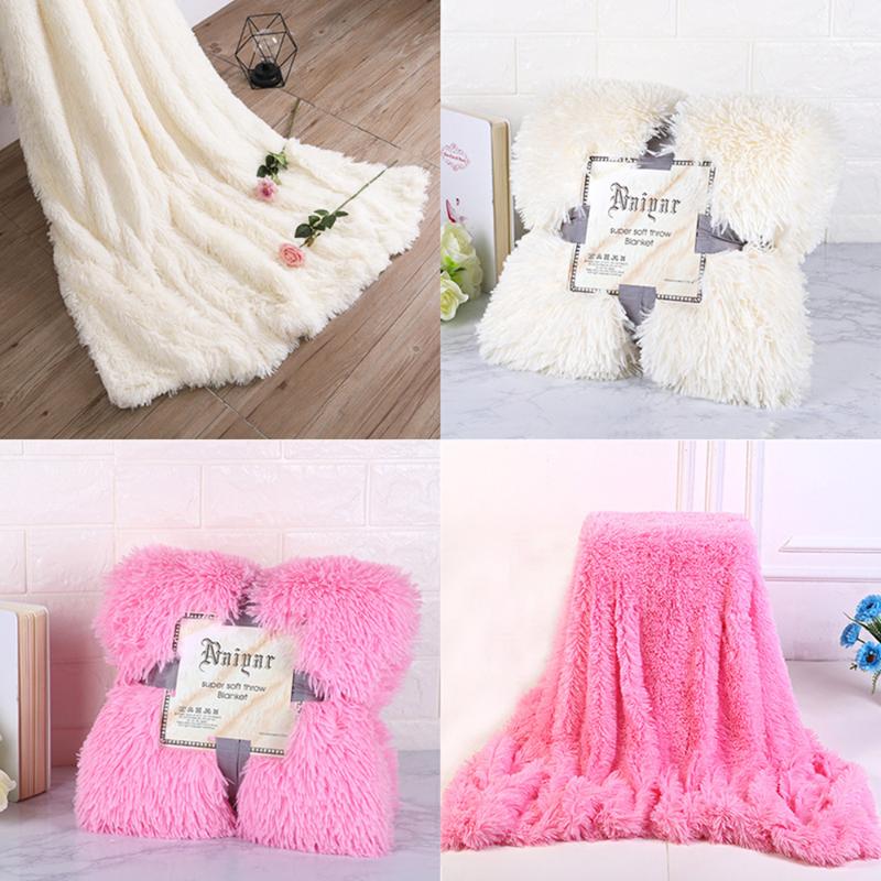 

Hot /Blankets Soft Fur Faux With Fluffy Throw Blanket Bed Sofa Bedspread Long Shaggy Soft Warm Bedding Sheet Cozy Blankets