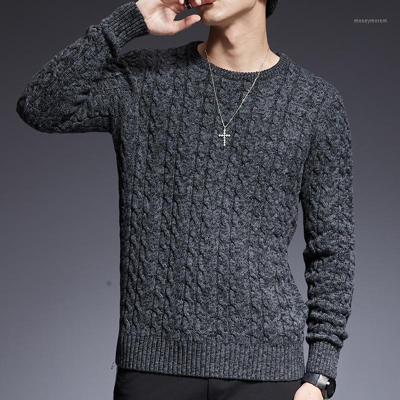 

2020 New Fashion Sweaters Man Pullovers O-Neck Slim Fit Jumpers Knitwear Thick Autumn Korean Style Casual Mens Clothes1, Black