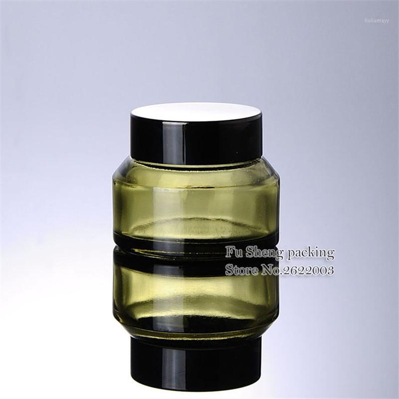 

30g Green glass cream jar with black cover, 30gram cosmetic jar,for cream containercosmetic/eye cream/mini/sample contain1