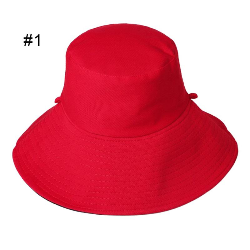 

Foldable sunshade fisherman hat women Solid color big brim Japanese basin hat Polyester Traveling cloth cap