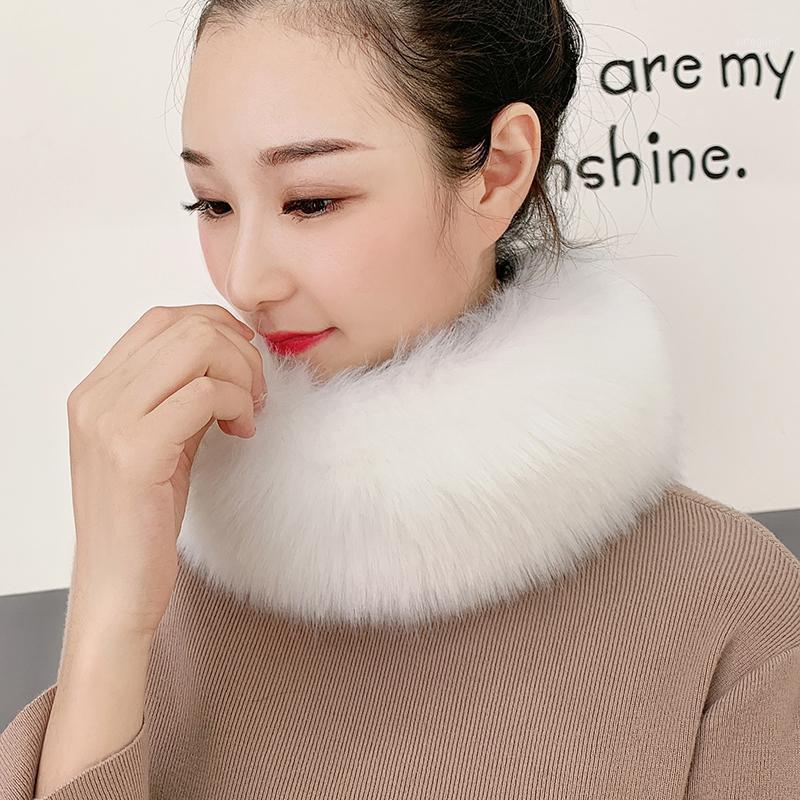 

Scarves Faux Fur Ring Scarf Women 2021 Winter Fluffy Neck Warm Furry Scarces Female Korean Solid Color Circle Scarfs MY21811