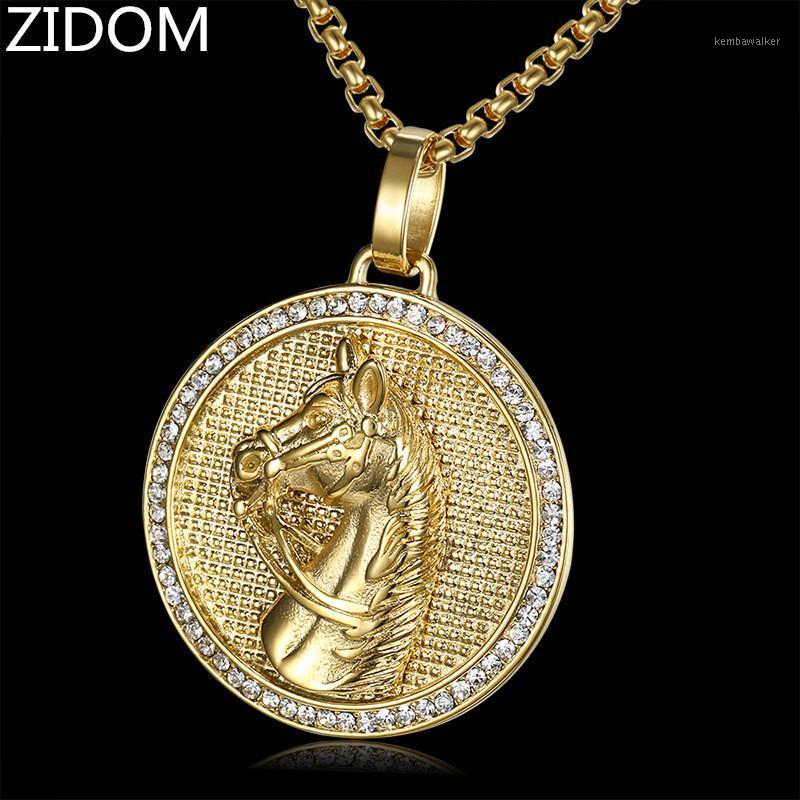 

Men Hip hop iced out horse 's head Pendant Necklaces fashion Stainless Steel Male Hiphop Pendants Necklace Charm jewelry gifts1