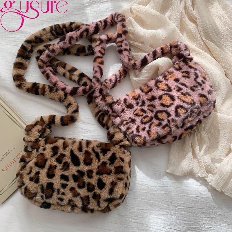 

Gusure 2020 Leopard Print Crossbody Bags for Women Autumn Winter Plush Soft Small Shoulder Underarm Bag Ladies Handbags Baguette, Brown