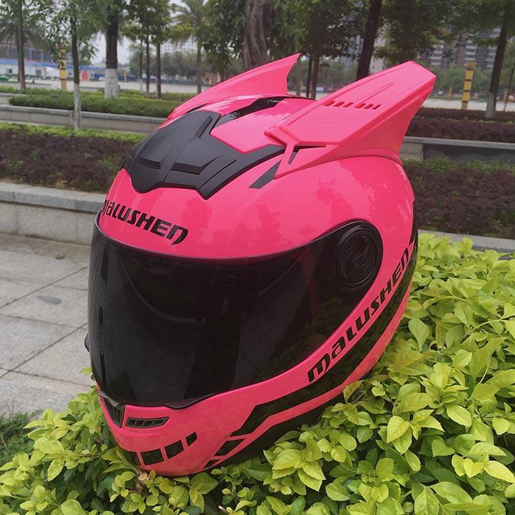 

Motorcycle Helmet Pink Womens Capacete Black Ear Helmet Personality Full Face Moto Fashion Motorbike Casque Moto, Yellow